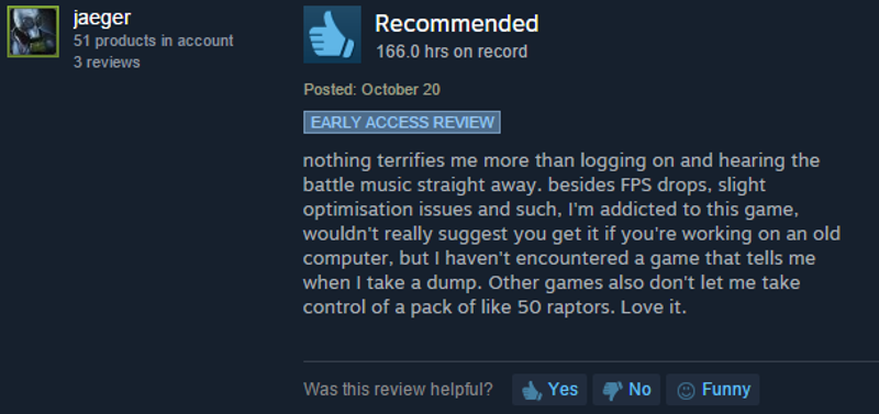 Illustration for article titled Ark: Survival Evolved, As Told By Steam Reviews